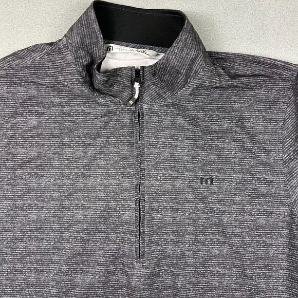 Travis Mathew Jacket Mens XL Grey Patterned 1/4 Zip Performance Golf Pullover - Picture 3 of 9